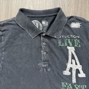 Affliction Black Aces Sin City Graphic Print Polo Mens Medium